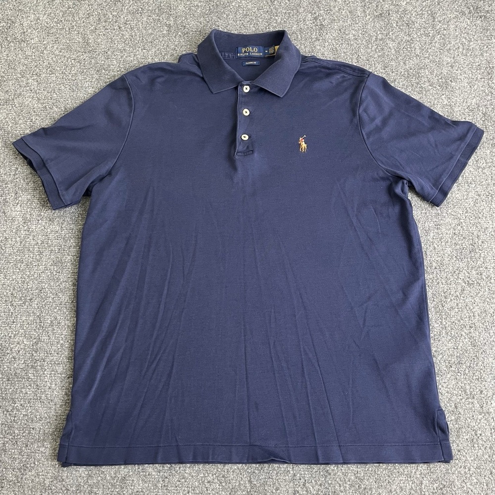 Polo‎ Ralph Lauren Pony Logo-Embroidered Cotton Polo Shirt Navy Medium